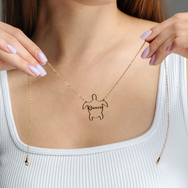 Turtle Name Necklace - Custom Name Necklace - Necklaces for Moms - Personalized Necklace - Necklace for Best Friend Necklace Brother & Sisters